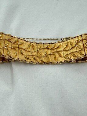 Ballet Gold Tone Metal Bracelet with Vines and Safety Chain